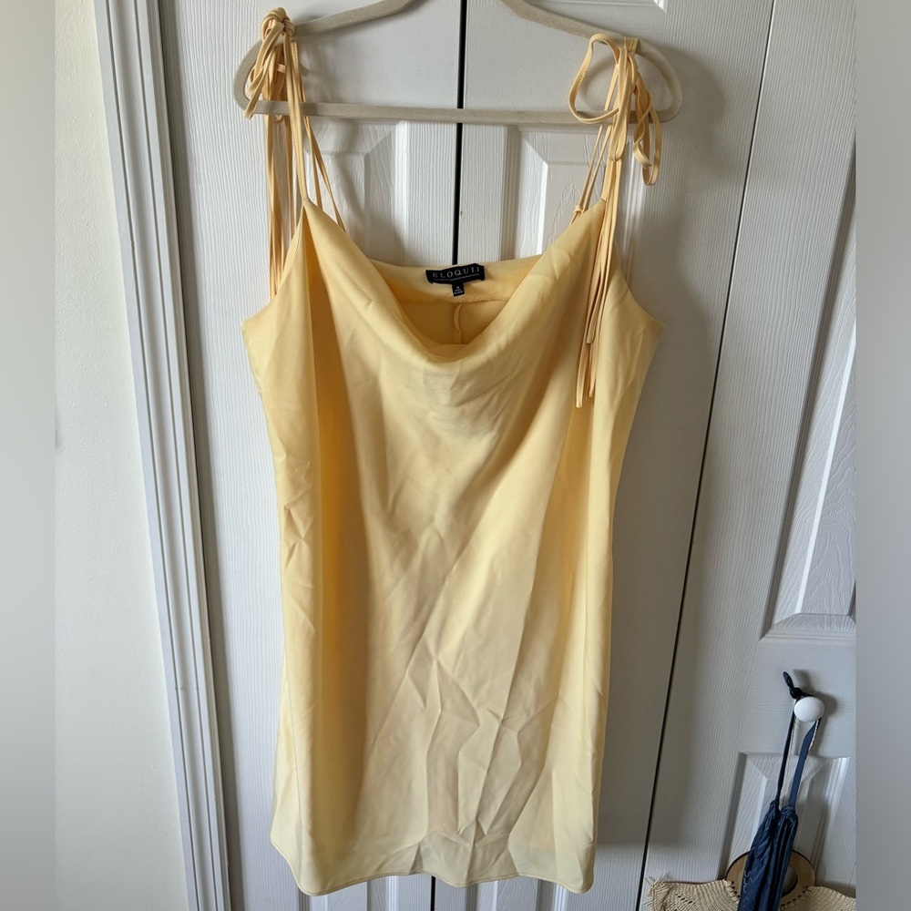 Cowl Neck Short Dress with Tie Straps